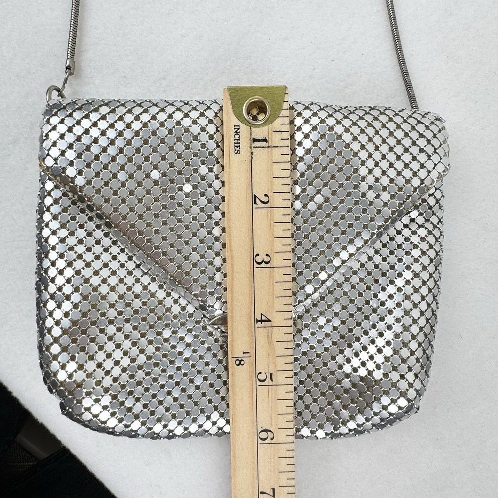 Vintage 80's Silver Mesh Shoulder Bag Purse‎ Chain Strap Evening Disco Club 70's
